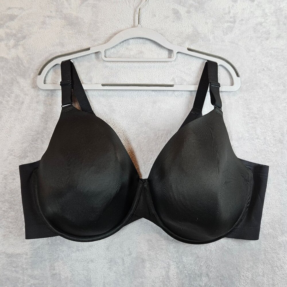 Cacique Black Lightly Lined Full Coverage Bra 46DDD  underwires smooth fit